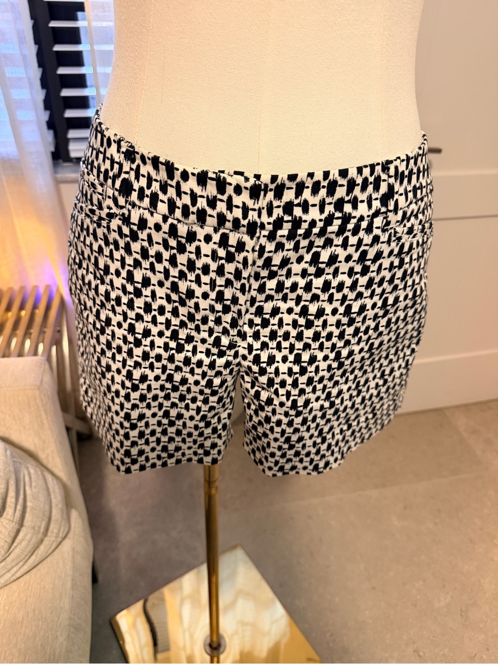 White House Black Market Black & White Geometric Print Tailored Shorts